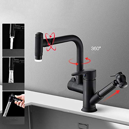 Grifo de cocina contra salpicaduras con cabezal orientable para fregaderos profundos 6