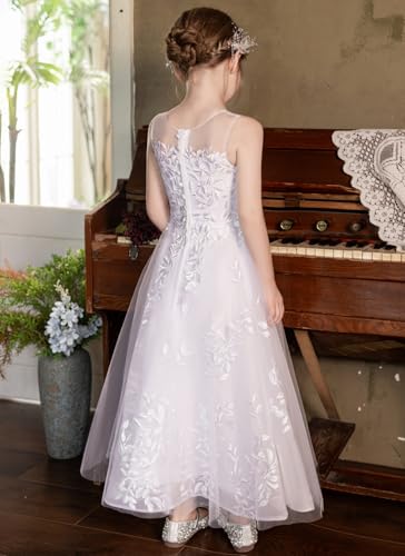 Tulle First Communion Dress Lace Appliques Flower Girl Dresses for Wedding Girls Pageant Ball Gown3