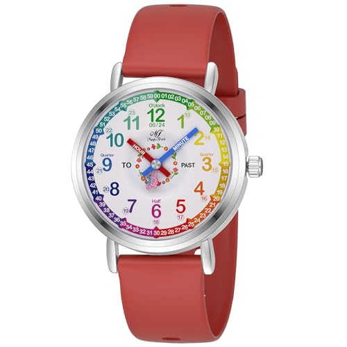 Image of ManChDa Kids Watch for Girls Analog Watch Childrens Toddler Watch for Kid 8-12 Tell Time Watch Easy to Read Teaching Watch Time Learning Study Time Teacher Watch Kids Gift Christmas