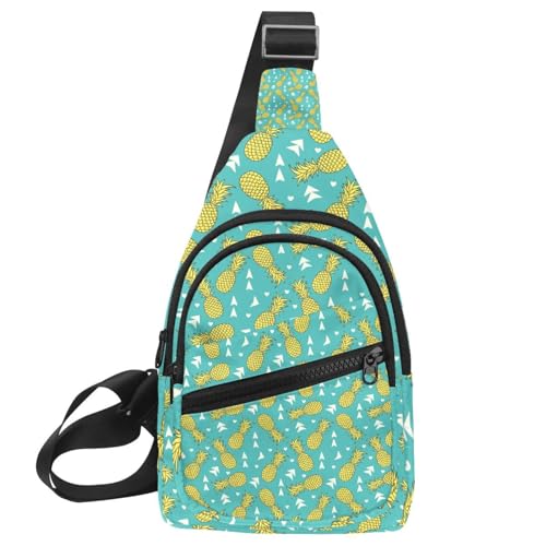 Bolsa de pecho para mujer de 30x18x4cm, diseño de piñas multicolor y mochila cruzada de viaje