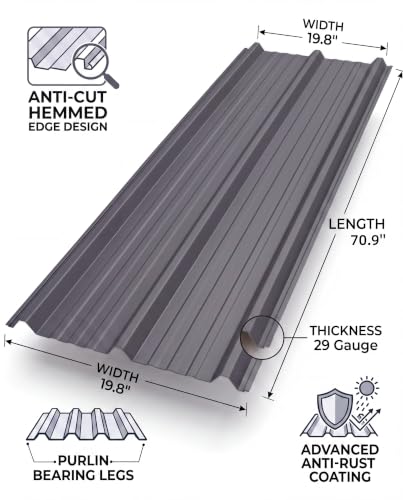 Image of GarveeLife Ribbed Metal Roofing Panels, 195 Ft