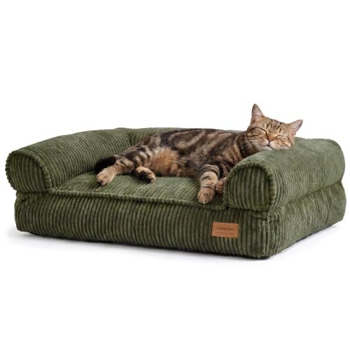 FUKUMARU Dog Couch Bed, Corduroy Cozy Cat Bed, Waterproof, Washable Cover