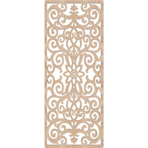Image of Buel Decorative Pierced Fretwork Wood Wall Panels, 13 3 /8 inchW x 34 3 /8 inchH x 3 /8 inchT, Red Oak
