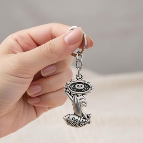 Image of M Men Style Metal Hand Symbol Keychain for Car & Bike Keys | Decorative Round Emblem Key Ring | Durable Metal Key Holder for Men & Women