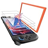 TRANSNOVO【3枚+専用枠付】Switch 2対応保護画面ガラスフィルム 2025ニンテンドースイッチ2用 強化ガラス 高感度タッチ対 9H硬度 高透過率 自動位置合わせ 気泡ゼロ設計 貼り付け簡単 耐衝撃仕様 (オレンジ, 3枚)