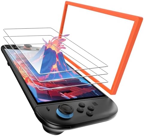 （06:30時点） TRANSNOVO【3枚+専用枠付】Switch 2対応保護画面ガラスフィルム 2025ニンテンドースイッチ2用 強化ガラス 高感度タッチ対 9H硬度 高透過率 自動位置合わせ 気泡ゼロ設計 貼り付け簡単 耐衝撃仕様 (オレンジ, 3枚)