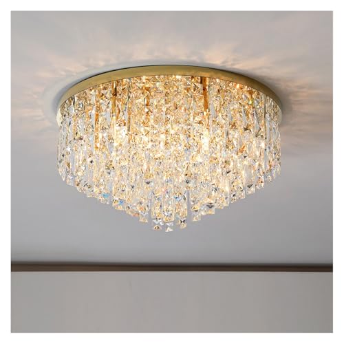 Plafonnier LED en cristal de luxe D40cm chromé pour éclairage de chambre