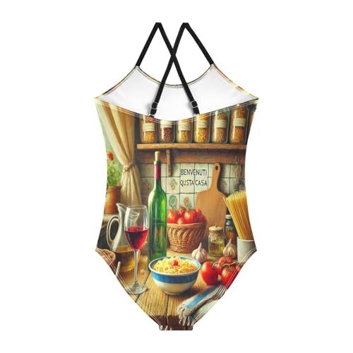 Noodles Food Kitchen Girls Swimsuit Bathing Suit Summer Beach One Piece Swimsuits Swimwear2