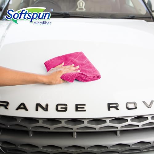 SOFTSPUN Microfiber Cloth 3 pcs 40x60 cms 340 GSM Multicolor Thick Lint & StreakFree Multipurpose Cloths Automotive Microfibre Towels for Car Bike Cleaning Polishing Washing & Detailing.
