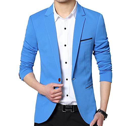 Lu's Chic Men's Business Casual Blazer Long Sleeved Blazer Jacket Casual Snazzy Split Suit Jacket