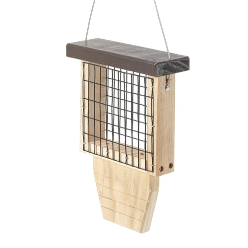 Rocky Mountain Goods Wood Bird Feeder with Suet Holder for Outside Hanging - Woodpecker Suet Feeder with Tail Prop - Durable Wooden Design with Wire Mesh for Wild Birds - Easy to Fill & Clean
