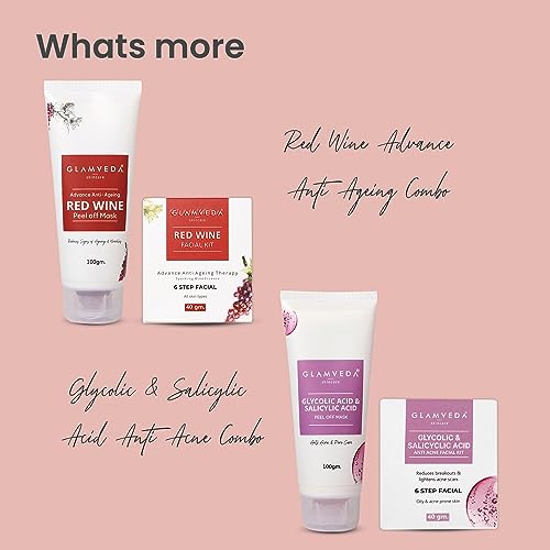 Image of Glamveda Watermelon & Collagen Anti Ageing Combo For Delay's ageing ( Facial Kit + Peel Off Mask )