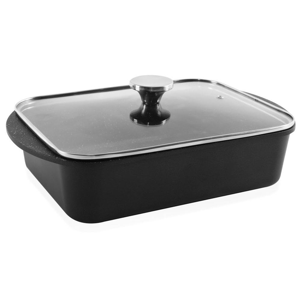 Grande, padella in granito, con coperchio in vetro, 6,2 l, 40 x 27,5 cm