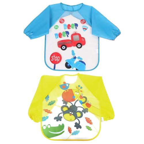 Bata de pintura para niños, delantal para niños, traje de pintor para niños, delantal de pintor, bata de pintor con mangas largas(2 unidades)