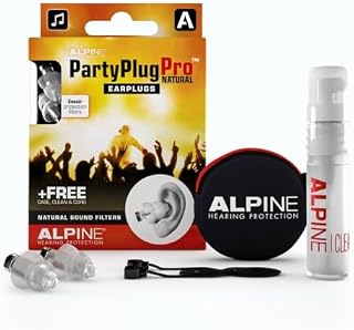 Zatyczki do Uszu Alpine PartyPlug Pro - Ochrona Słuchu na Imprezach, Festiwalach Muzycznych i Koncertach - Płaski Filtr - Wygodne i Hipoalergiczne - Zatyczki do uszu wielokrotnego użytku