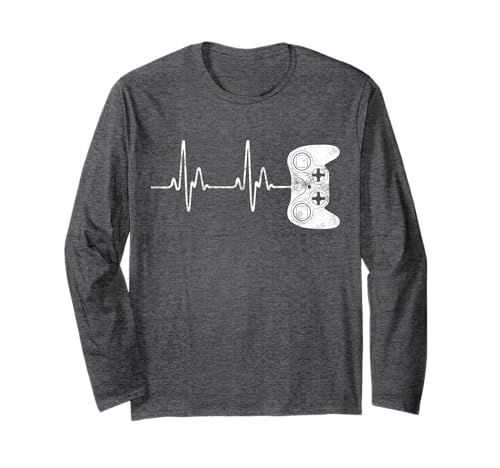 Gamer Heartbeat Long Sleeve Video Game Lover Gift Shirt Long Sleeve T-Shirt