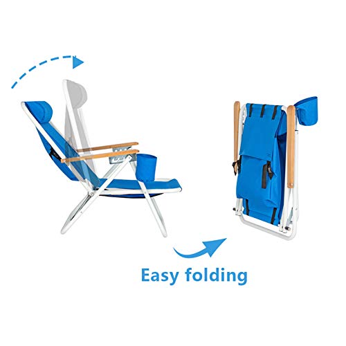 Homvent Folding Beach Camping Chair 4 Position Portable Backpack Lounge Chair And Sports Chair For Patio Pool Camp Lightweight #TOP4