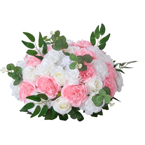 VEVOR Flower Ball Arrangement Bouquet 10 PCS, 17.7-Inch Diameter Artificial Flower Balls Wedding Table Centerpieces, Rose Arrangements for Wedding Centerpiece Home Decorations, Pink and White Roses by VEVOR - Image 3