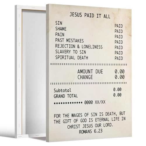 Vintage Christian Wall Art Print Jesus Paid It All Scripture
