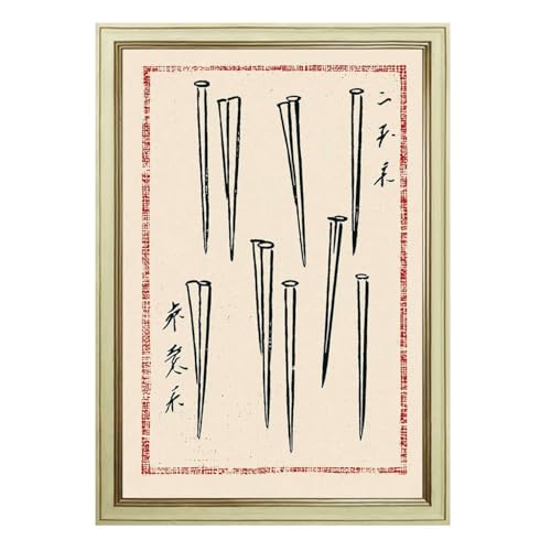 Framed Abstract Nail Calligraphy Canvas Print Poster, Minimalist Aesthetic Wall