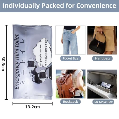 Image of 700ml Disposable Travel Toilet - No-Spill with Solidifier Gel for Cars Trucks & RVs - Unisex Leak-Proof Emergency Relief Bag for Adults & Children - 12-Pack