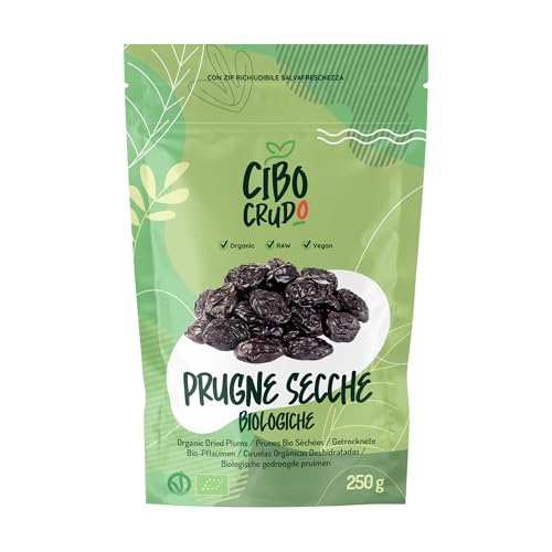 Prugne Secche Denocciolate Senza Zucchero e Biologiche - 250g. Prugna Naturale non Trattata e Senza Conservanti da Consumare come Snack o per Gelati e Dolci.