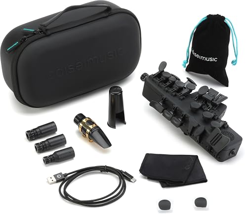 Image of Travel Sax 2 (Black) - Compact Digital Saxophone for Silent Practice Anywhere | Lightweight Electronic Sax with Real Alto Mouthpiece, Built-in Speaker, Bluetooth MIDI /Audio, USB-C, 70+ Internal