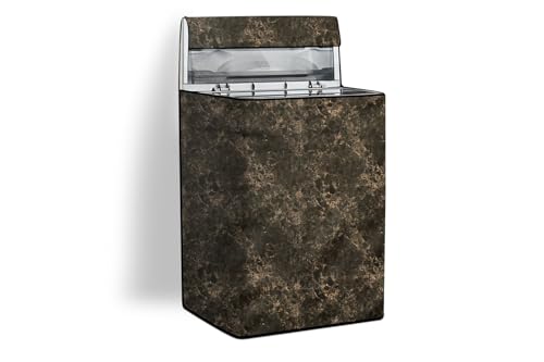Image of Stylista PVC Washing Machine Cover Compatible for LG 10 KG Fully-Automatic Top Load T10SJMB1Z, Marble Pattern Coffee