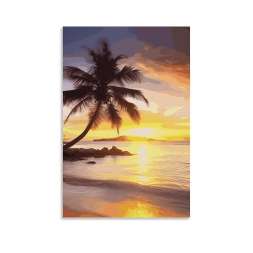 Peinture sur toile de salon pour creer une ambiance zen avec paysage de palmier