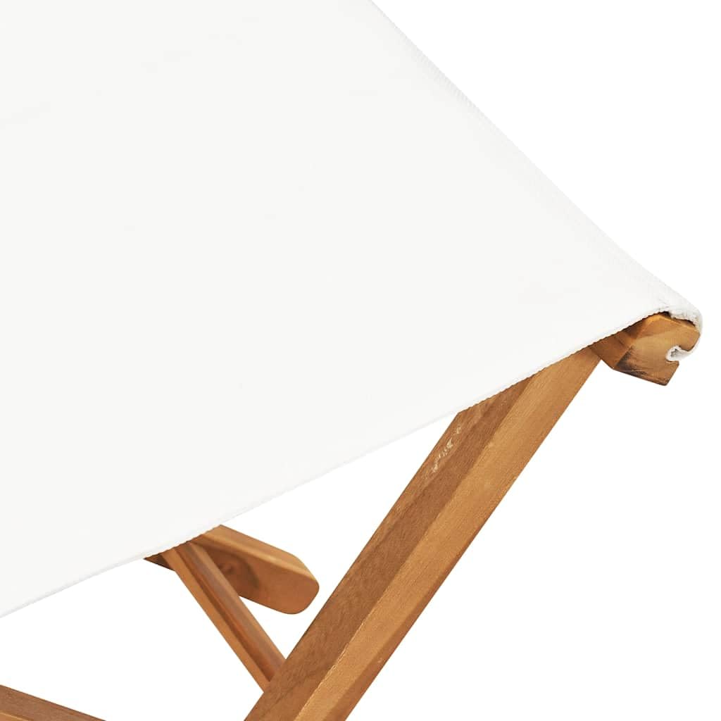 vidaXL Sedie Pieghevoli 2 pz in Legno di Teak e Tessuto Bianco Crema