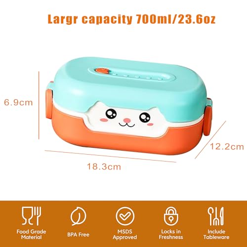 Bento Lunch Box for Kids - Food & Snack Container for Kids & Adults - Dishwasher & Microwave Safe | BPA & PVC Free | Leakproof | loncheras para niños (MIXCOLOR-A) - Thumbnail 2
