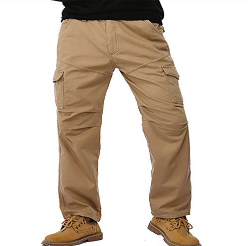 Men's Winter Cotton Fleece Lined Cargo Work Causal Pants2