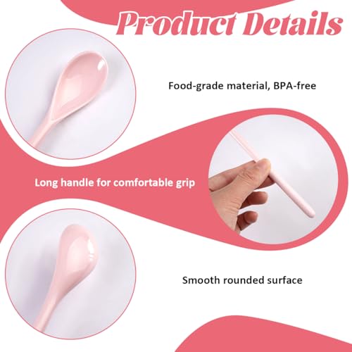 8 Stück Kunststoff-Löffel mit Langem Griff, 18.5cm Wiederverwendbare Plastiklöffel, Farbe Kunststoff Löffel, Plastiklöffel, Eierlöffel, Langer Stiel Eislöffel Plastik für Kaffee Getränke Eierjoghurt