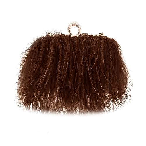 Sac de soirée en plumes d'autruche naturelles vintage pour mariage chic