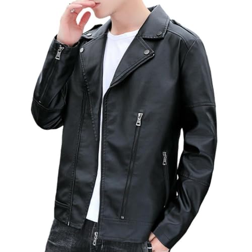Chaqueta de piel sintética para hombre acabado premium con solapa elegante de otoño