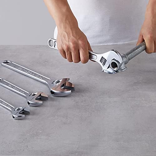 Amazon Basics 4-Piece Chrome-Plated Adjustable Wrench with Inch/Metric Scale, Includes: 6-Inch (150 mm), 8-Inch (200 mm), 10-Inch (250 mm), 12-Inch (300 mm)
