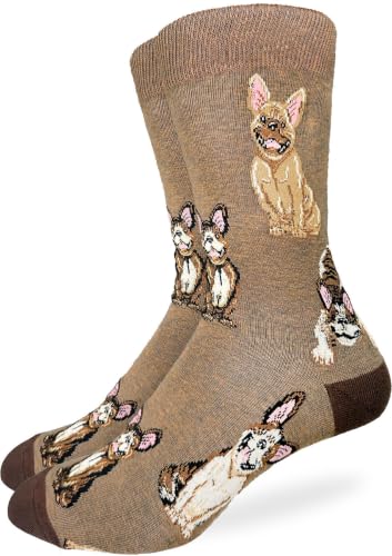 Good Luck Sock Men's Smiling French Bulldogs Socks, Adult, Shoe Size 7-12