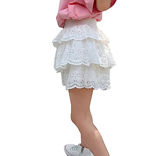Teens Girl's Floral Dress Layered Ruffled Flower Skirt High Waisted A Line Trendy Pleated Skort Tiered Dance Skirts3