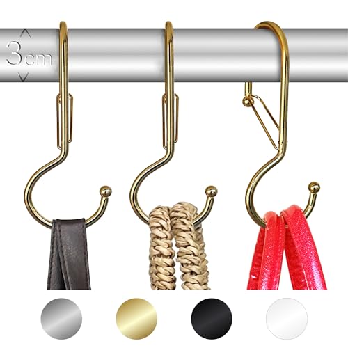 Blau Marité Ganchos en S Organizadores de Bolsos para Armario, Torcidos con Sistema Anticaída, Resistentes Metalicos para Bolsos (Twisted, Oro)
