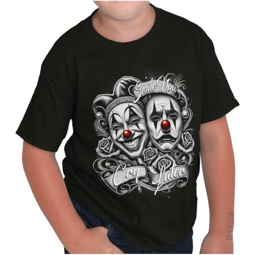 Smile Now Cry Later Clown Masks Crewneck T Shirts Boy Girl