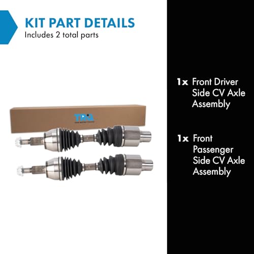 Image of TRQ Front Driver and Passenger Side CV Axle Assembly Set Neoprene Boots Moly Greased Compatible with 2005-2010 Dodge Dakota 2006-2009 Mitsubishi Raider 2011 Ram Dakota 4WD