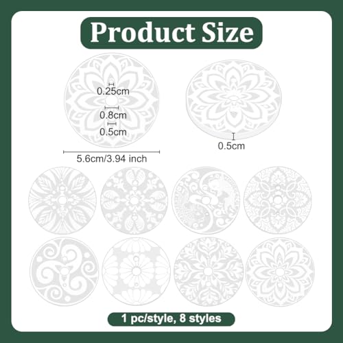 Image of BENECREAT 8PCS Acrylic Spinning Control Tool, 2.2inch Flat Round Whorl Drop Spindle Kit Diz for Roving Felting, Crochet and General Crafts, Hole: 5mm and 2.5mm and 8mm