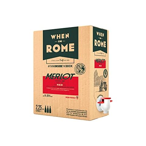 When in Rome Wine | Merlot Verona IGP | Italian Red Wine | Bag in Box | 2.25L = 3 bottles | Vegan Cover