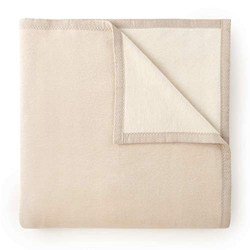 Peacock Alley Favorite Luxury Reversible Cotton Blanket for Year Around Use - 100% Long Staple Cotton, Imported from Portugal - Full/Queen, Linen