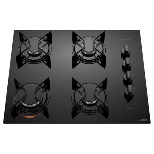 Cooktop 4 Bocas Preto com Mesa de Vidro Atlas U Top Bivolt Cooktop 4 Bocas Preto com Mesa de Vidro Atlas U Top Bivolt