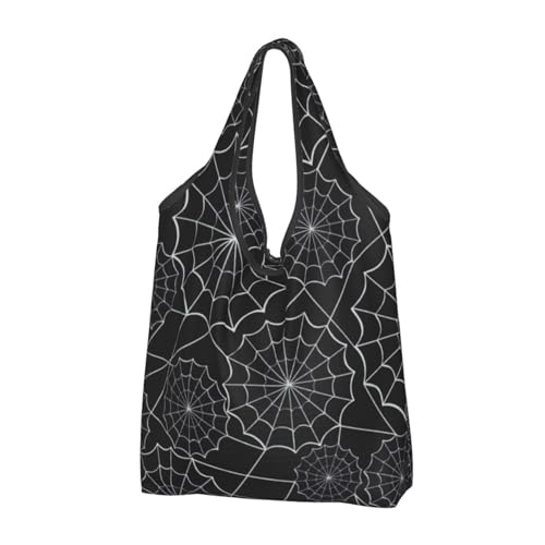 Lot de 3 grands sacs fourre-tout réutilisables en toile d'araignée noir pour femme