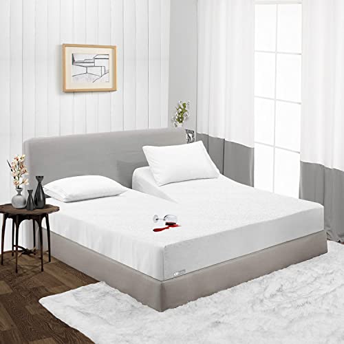 Sgi King 28" Waterproof Mattress Protector Pad Cover Top Split Fitted Style Super Soft Terry Fabric White Fits Up To 18" Inch Deep Pocket Easy Washable Vinyl-Free #TOP30