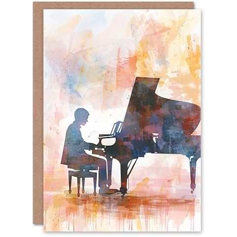 Artery8 Grand Piano Watercolour Birthday Card Cover