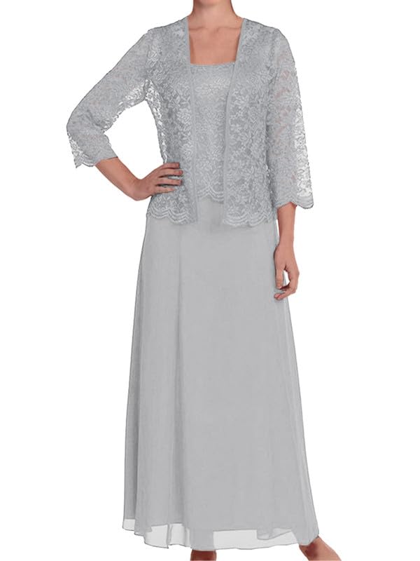 Zweiteiler Damen Elegant Festlich Lang Abendgarderobe Kleid Hochzeit Tüll Spitze Bolero und Abendkleid 2 Teiler Set Abendmode Outfit Kleider Anzug
