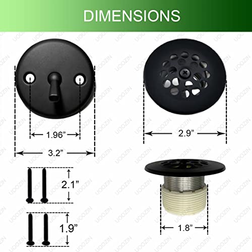 Trip Lever Trim Kit For Bathtub Drain Stopper With Bath Tub Overflow Cover Two Hole Faceplate Replacement Strainer And Screw Matte Black #TOP1